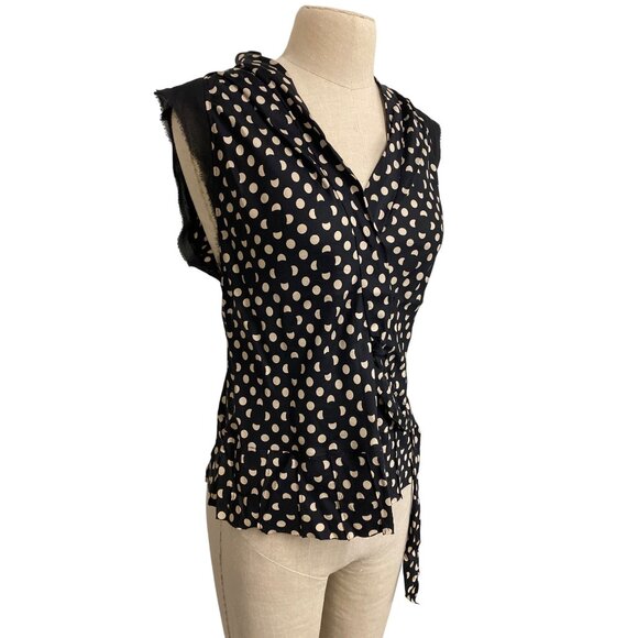 Vintage Marc Jacobs Polka Dot Silk Sleeveless Blouse Size 8 - Picture 2 of 12